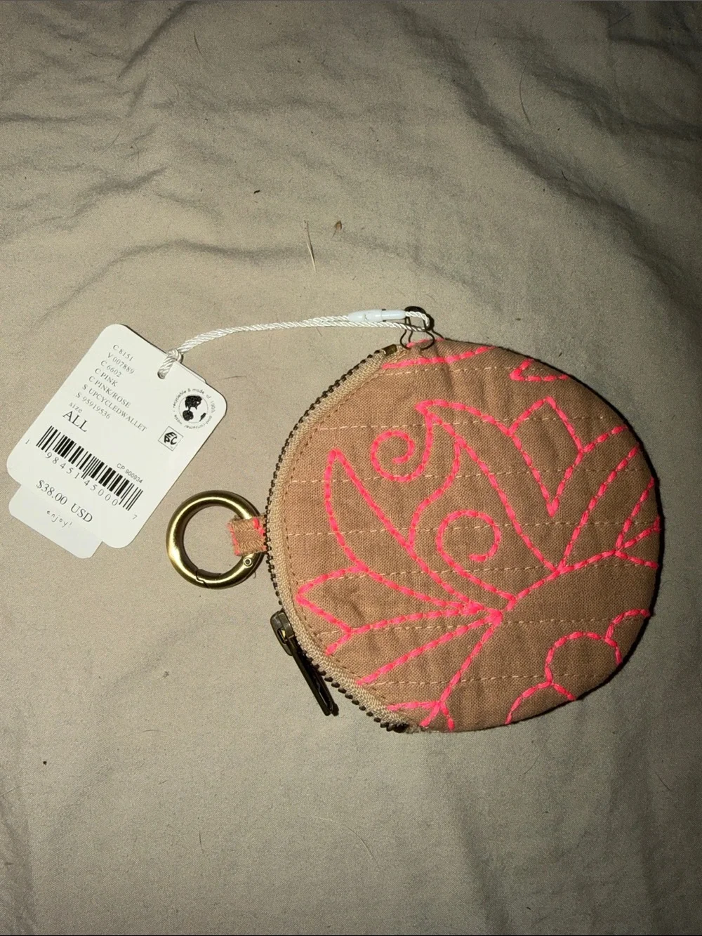 Free People One Upcycled Circle Wallet In Rose Pink